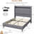 Corduroy Upholstered Platform Bed Frame With Led Lights & Charging Station, Wingback Storage Headboard (Dark Gray, Queen Size)-2005853170-2005853168