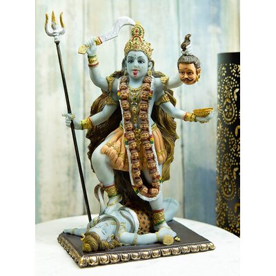 Bungalow Rose Hindu Avatar Devi Goddess Of Time Death And Doomsday Kali Bhavatarini Shakti Trampling Over Lord Shiva Body Hand Painted Colorful Statue -  06C3F449A00841E59F6F9B4944234FC3