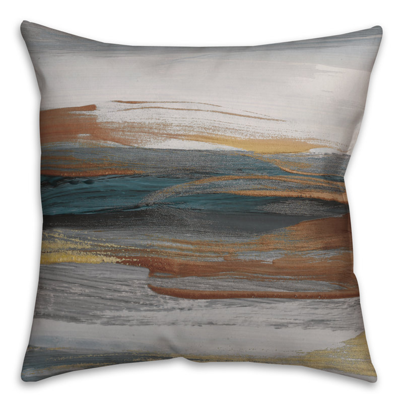 Coussin intérieur / extérieur bleu marine et rouille, H 18 po x l 18 po, Carré