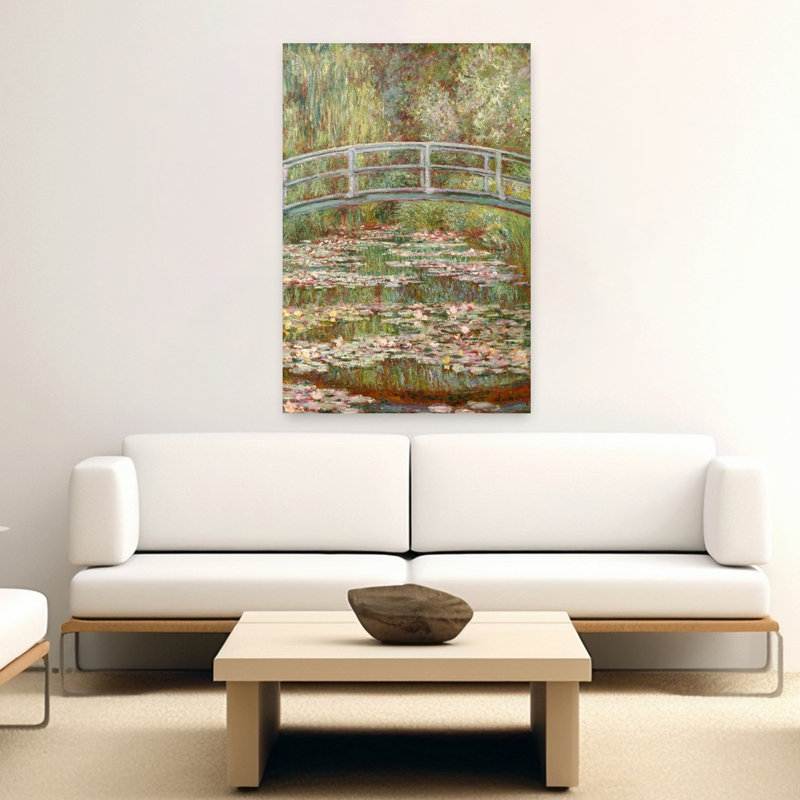 Bridge Over A Pond Of Water Lilies 1899 Classic Traditional Abstract Lily Nature Architecture Wall Art Print by Claude Monet - Wrapped Canvas Print