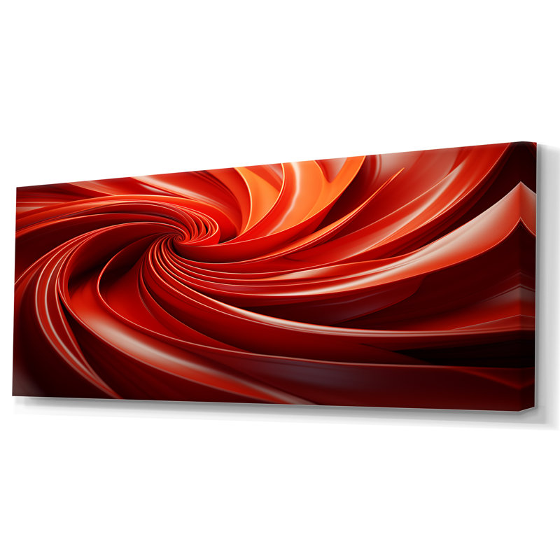 Orange et rouge abstrait spirale Dreamscape II - abstrait spirales murales, Toile tendue, H 28 po x l 60 po x P 1,5 po