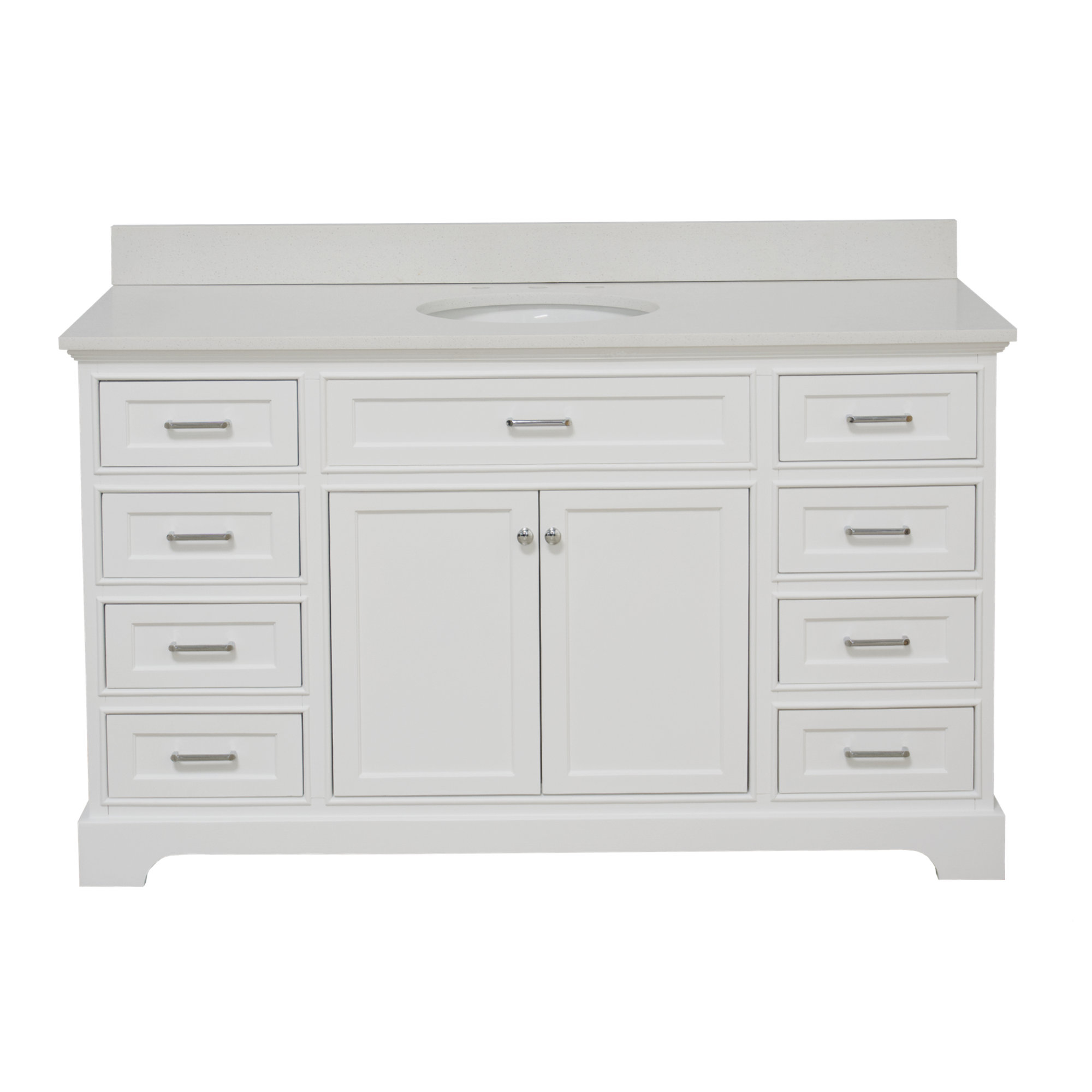 Ronnie 60'' Single Bathroom Vanity, Quartz, White
