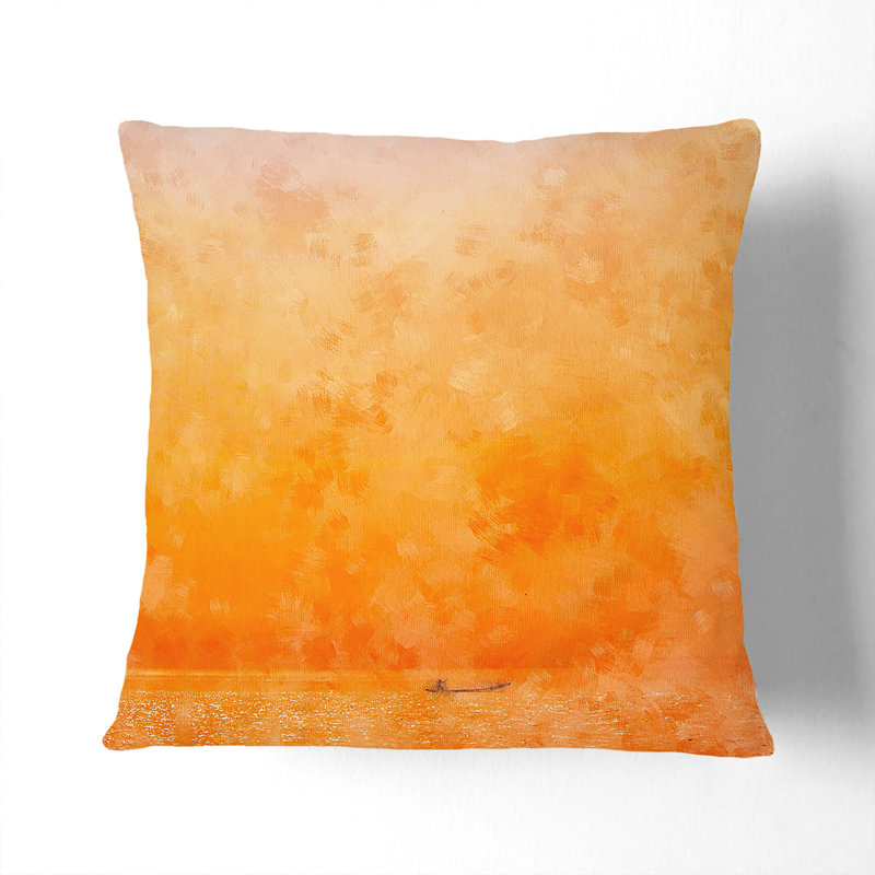Alone on a Boat in Nigeria Painting Cushion with Filling, 40cm H x 40cm W x 15cm D, Black