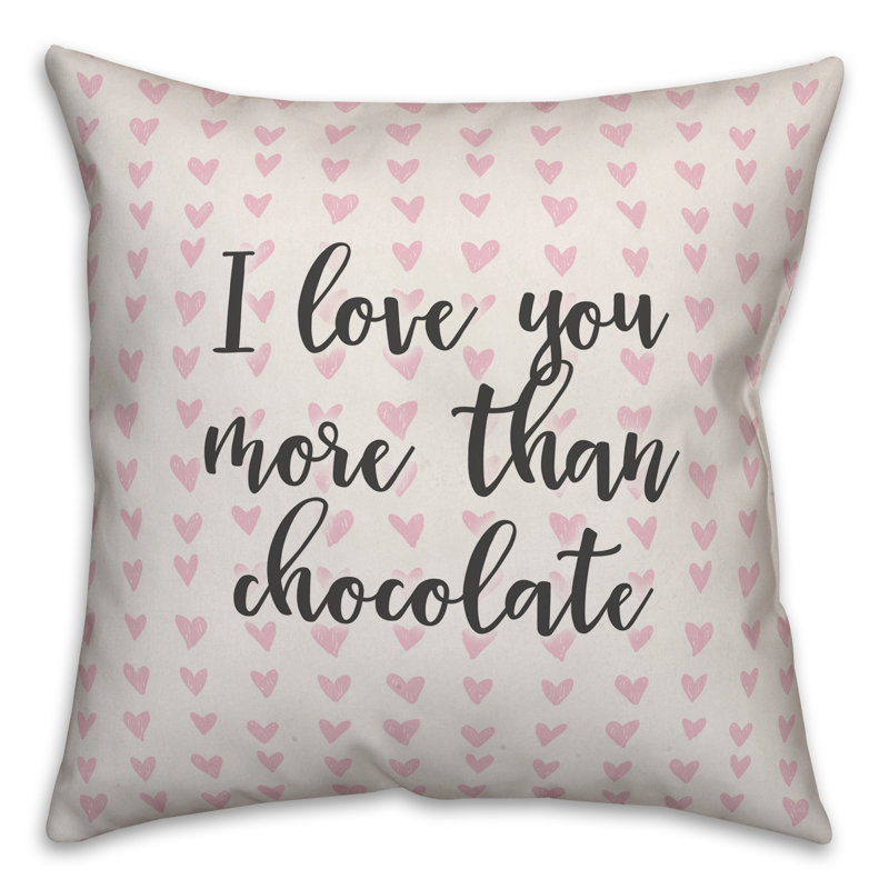  Oreiller I Love You More Than Chocolate in Hearts, Housse de coussin