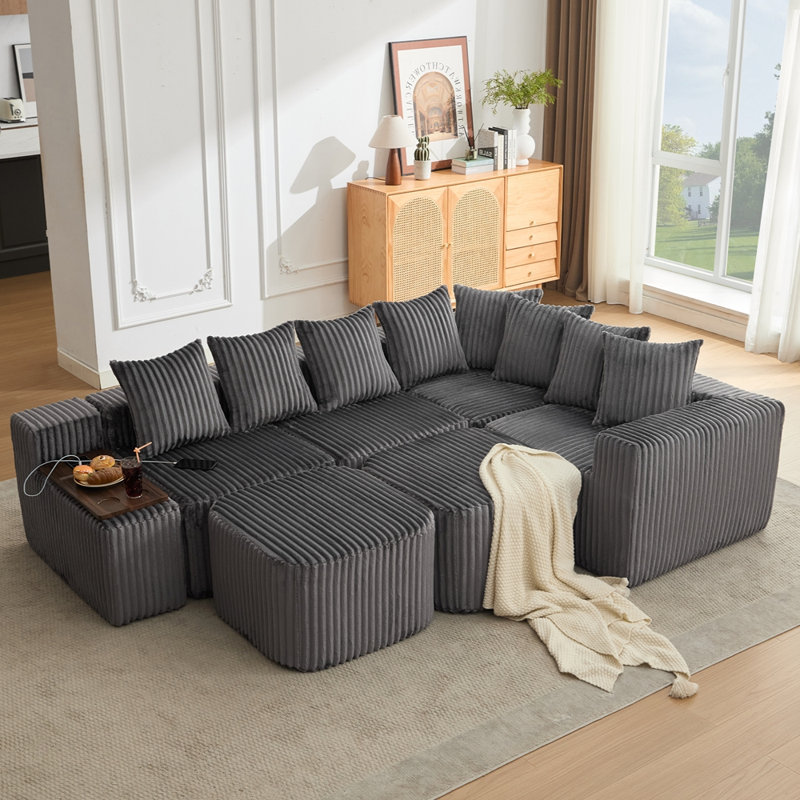 Oversize Movable Modular Sofa, Gray