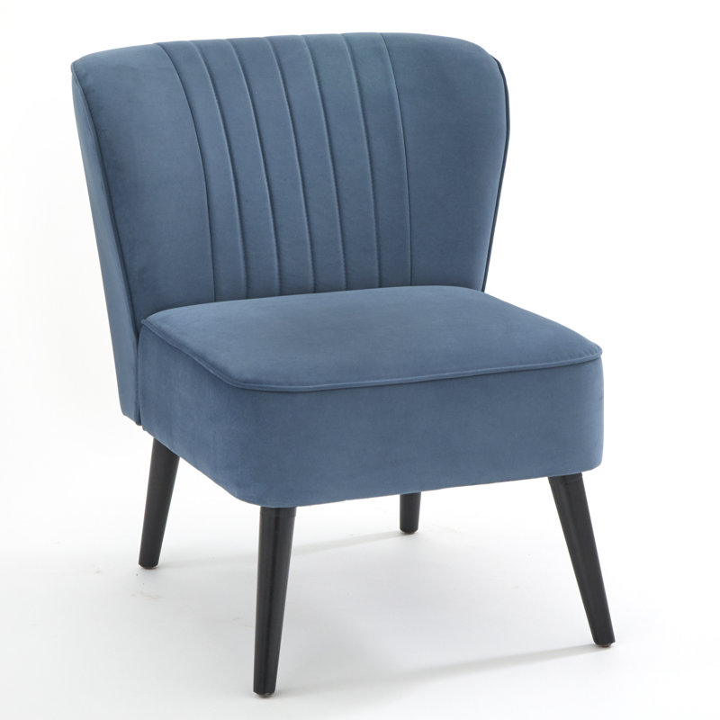 Upholstered Slipper Chair, Blue