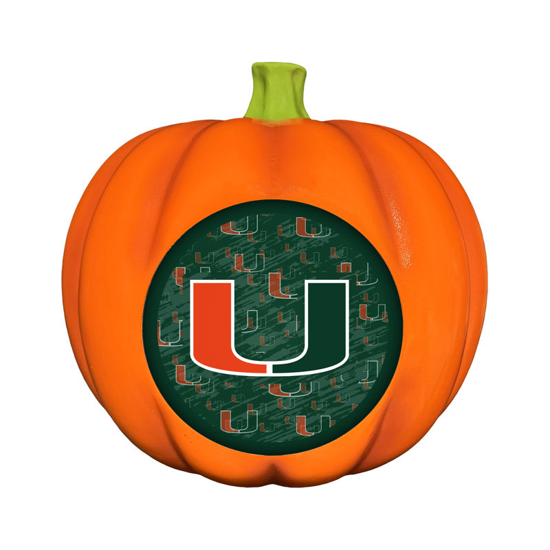 NCAA Miami Hurricanes - Logo 3D citrouille en résine décorative | 10 po