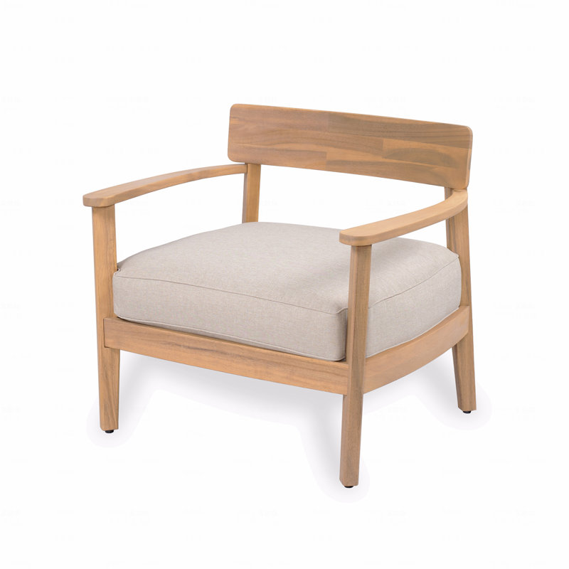 Ensemble de 1 fauteuil club d'extérieur en bois d'acacia avec coussin de siège