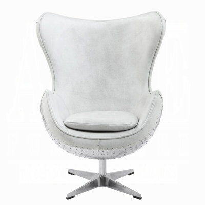 Genevieve Top Grain Leather Swivel Accent Chair