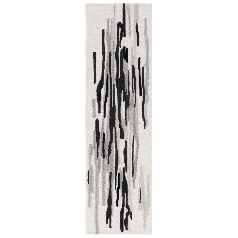 Tapis ivoire / noir Rodeo Drive 858, Tapis de couloir 2 pi 3 po x 8 pi