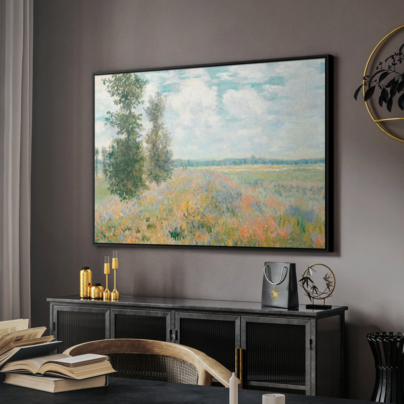 Paysage rétro -XCII, Toile encadrée noire, H 27 po x l 41 po x P 2 po