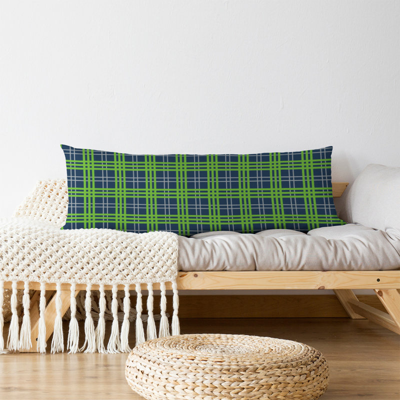 Coussin de soutien en polyester Seattle, Bleu marine / gris / vert, Molleton moelleux