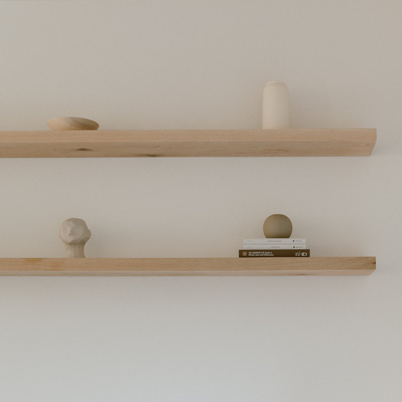 Nineveh Solid White Oak Floating Shelves, 2" H x 60" W x 6" D