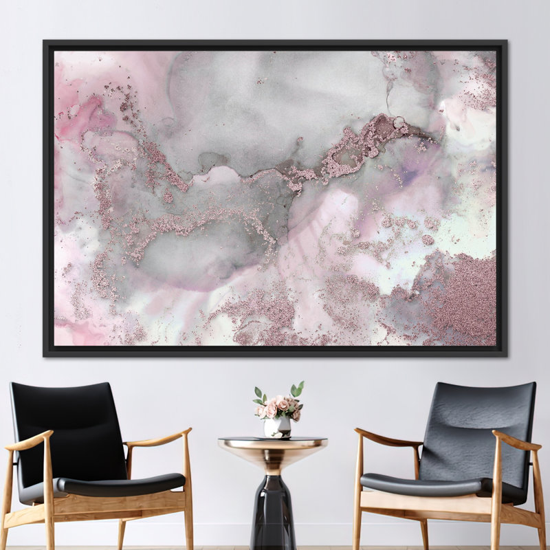 Abstract Marble Artwork - Luxury Canvas Print for Modern Wall Decor, Framed Print without Mat, 20 cm H x 30 cm W, Black