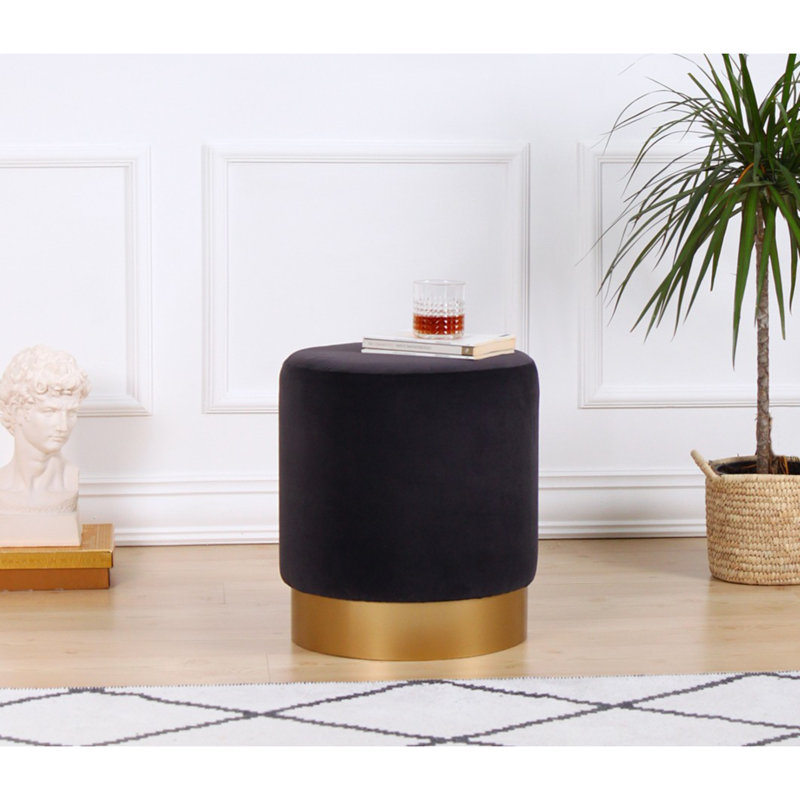 Elegant Dark Grey Pouffe, 17.7 x 15.7 inches | 100% Velvet Upholstery, 35 DNS Orthopedic Sponge, 6 in Height, Sturdy Wooden Legs | Weight Capacity: 352 lbs | Perfect for Bohemian & Glam Home Decor, Hotel Use