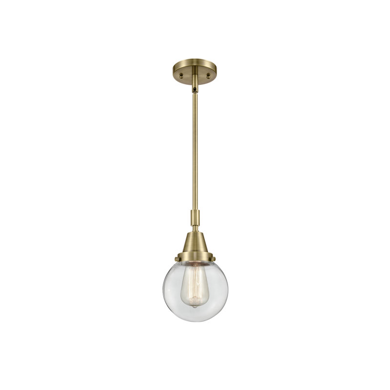 Luminaire suspendu à 1 lumière Lorri, Laiton antique, H 43,62 po x l 6 po x P 6 po, Transparent