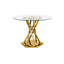 Ensemble de table de salle à manger ronde en verre 47,2 po pour 4 personnes, table de salle à manger ronde moderne avec 4 chaises rembourrées en velours, table en verre trempé avec base en acier inoxydable brillant, salle à manger, cuisine et peu d'espace-914441159-914441158