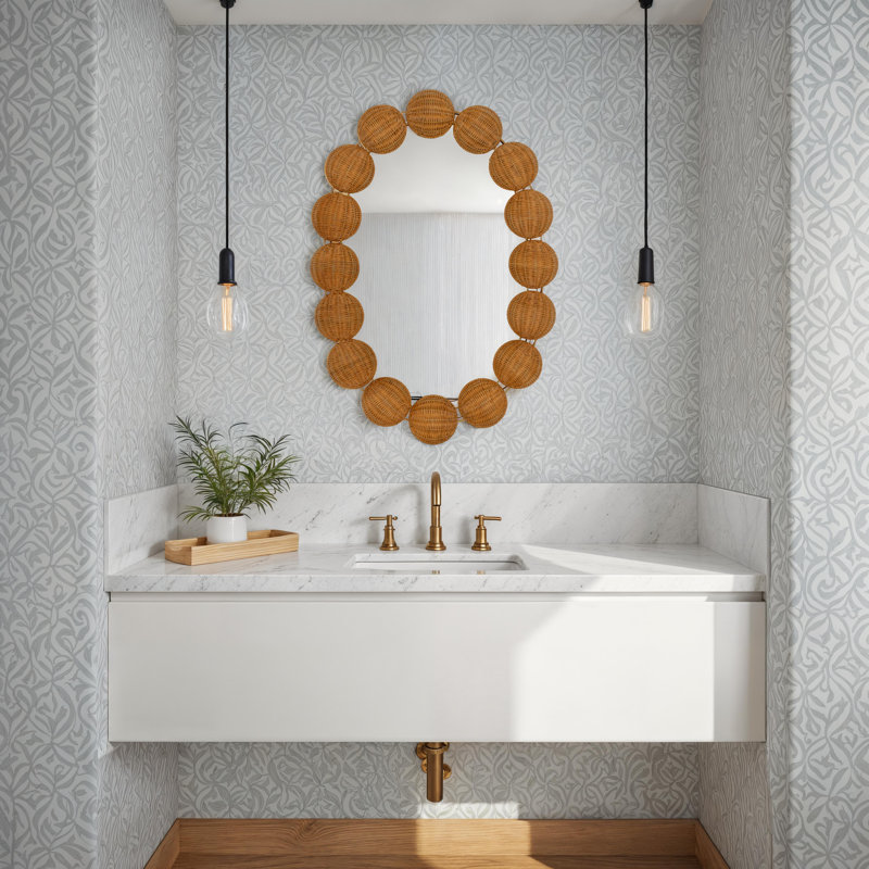Oval Bamboo / Rattan Mirror