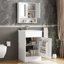 Ensemble de meuble-lavabo avec armoire à pharmacie avec miroir assorti, armoire de rangement moderne avec lavabo en céramique, armoire à pharmacie murale pour la salle de bain