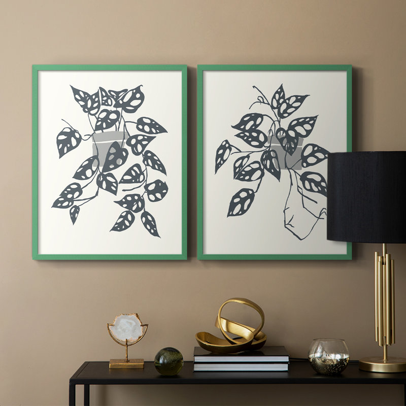 «Growing Leaves II», reproduction encadrée de qualité supérieure - prête à être accrochée - aucun clou requis - aucun clou requis