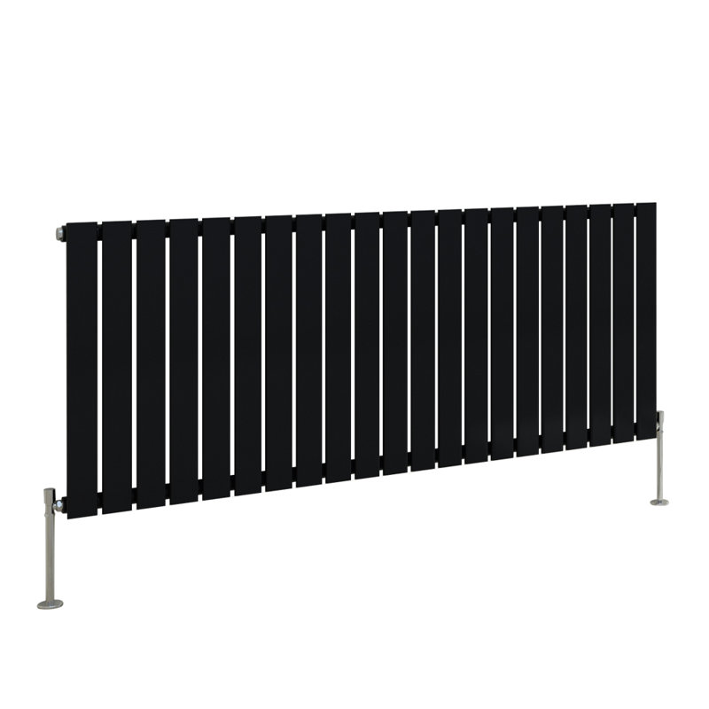 Shonta Horizontal Single Flat Panel Radiator, Normal Black, 60cm H x 142.8cm W