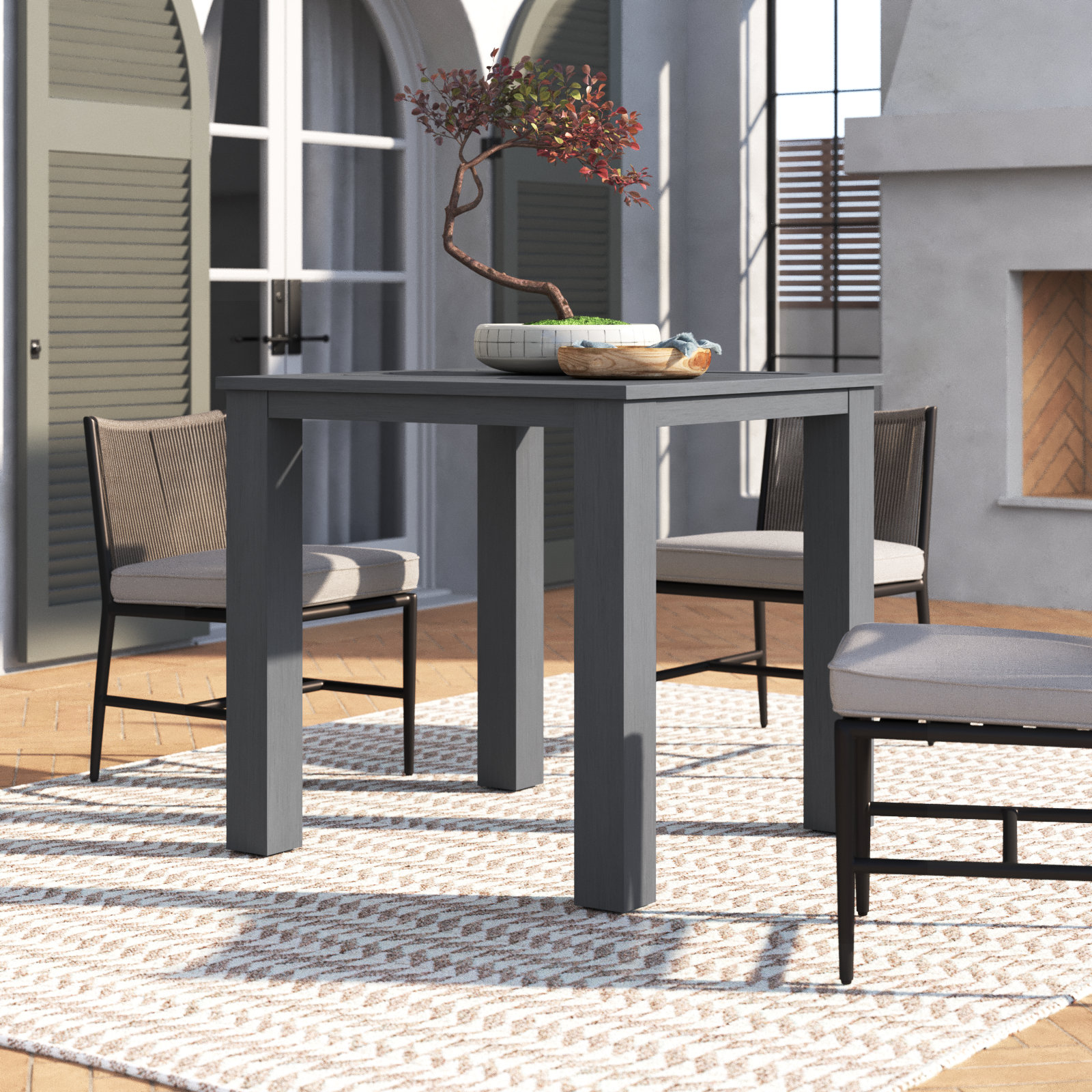 Georgie 39.65'' Powder Coated Aluminum Outdoor Bar Table