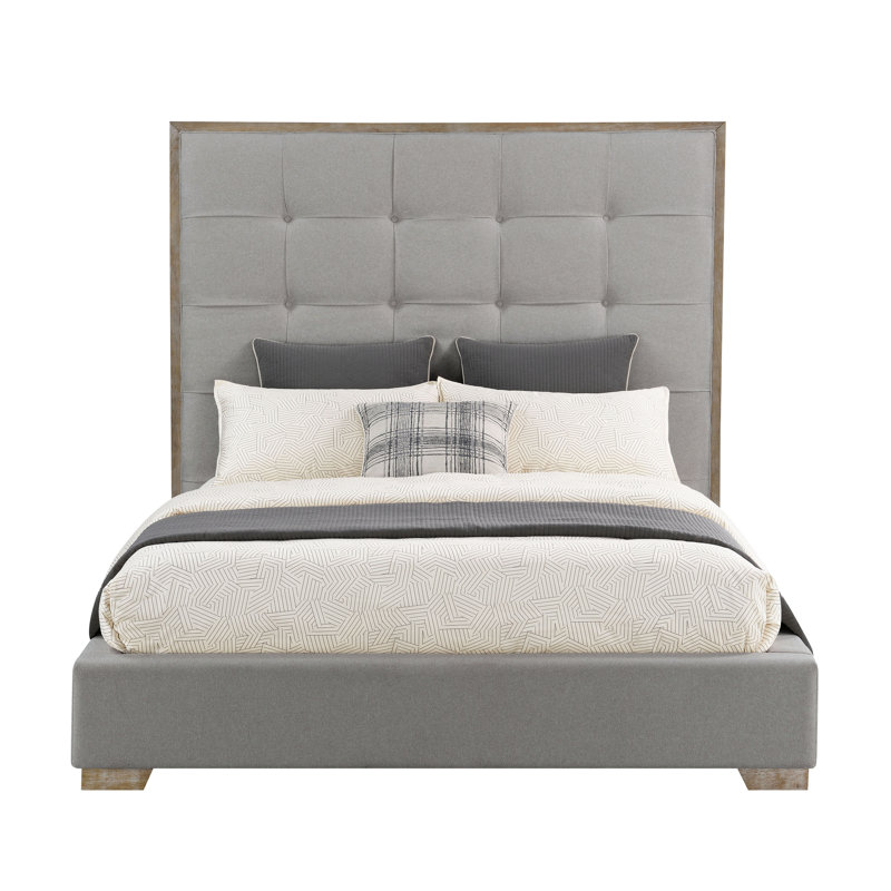 Upholstered Platform Bed, King, Gray