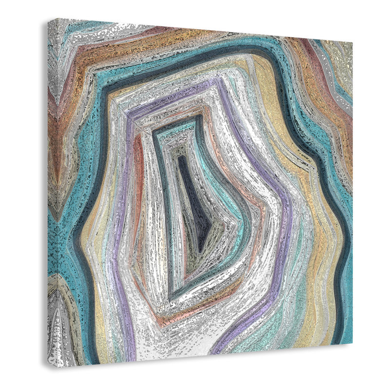 Agate moderne bleu sarcelle - peinture, Toile tendue, H 45 po x l 45 po x P 1,38 po