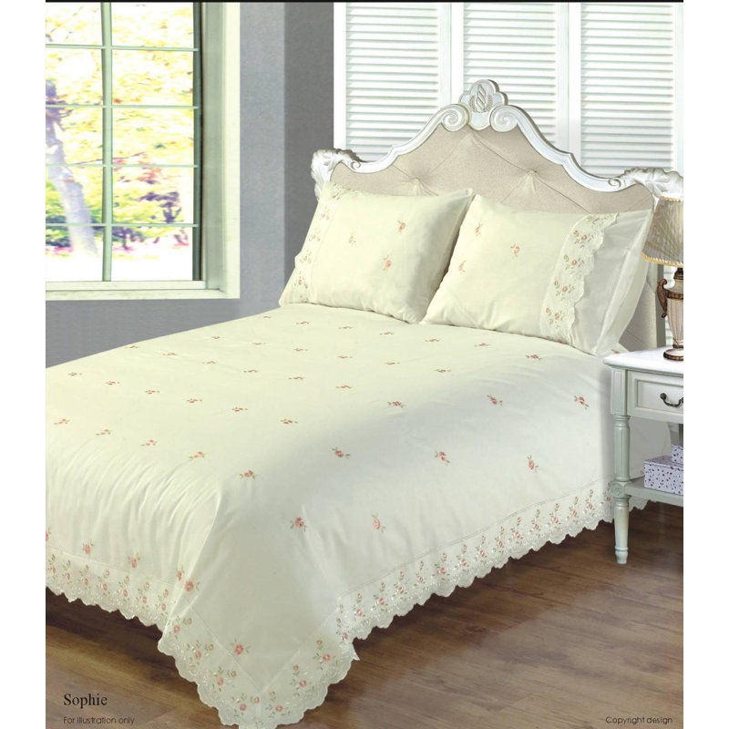 Stramoine Cotton Blend, Polyester Solid Colour Duvet Cover with Pillowcases, Cream