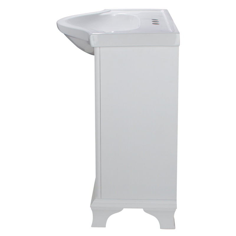 White Freestanding Vanity Cabinet with Vitreous China Sink