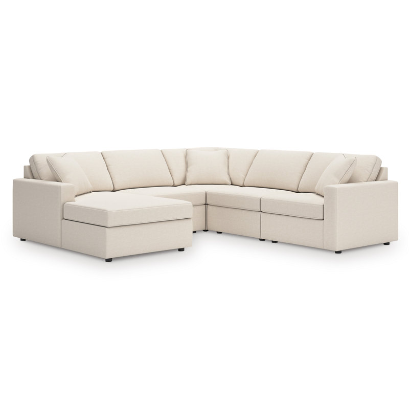 Canapé modulaire 6 pièces avec méridienne Chobanyan, Face à la gauche, H 36 po x l 140 po x P 107 po, Polyester beige