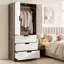 2-Door 3 Drawer Wardrobe, Bedroom Home Clothing Storage Furniture, Rustic Brown