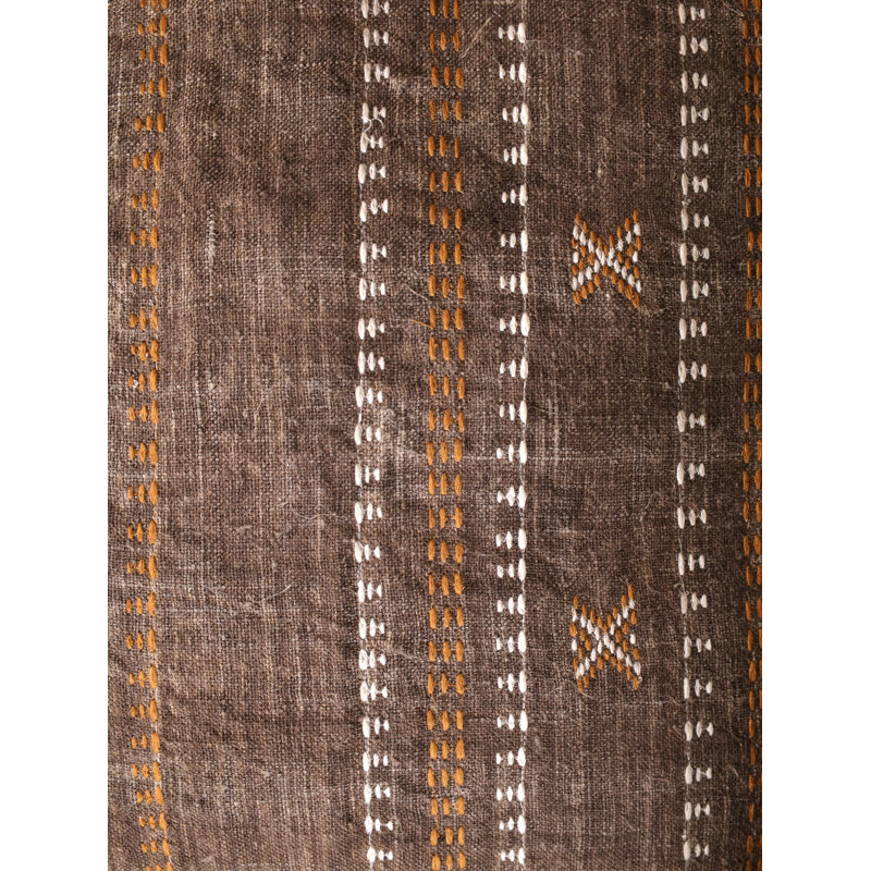 Embroidered Linen Pillow Cover, Brown
