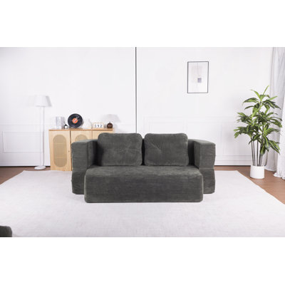 Convertible Sofa Bed with Blanket, Boneless Cloud Couch Queen Scott Fabric for Living Room Bedroom, 
Modular Loveseat with High-Density Solid Sponge No Assembly.