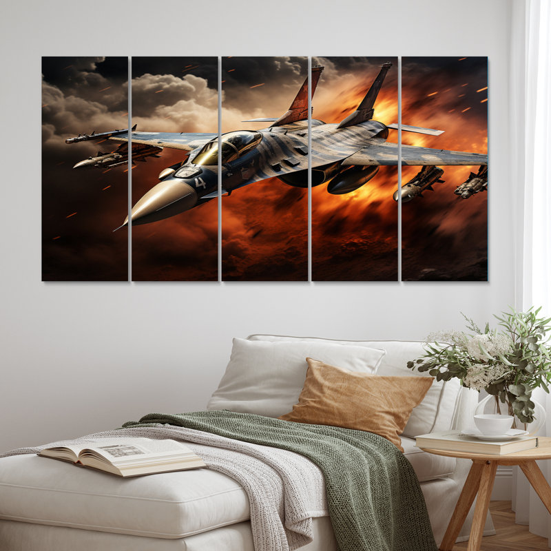 «Military Jet III», impression sur toile armée - 5 panneaux égaux