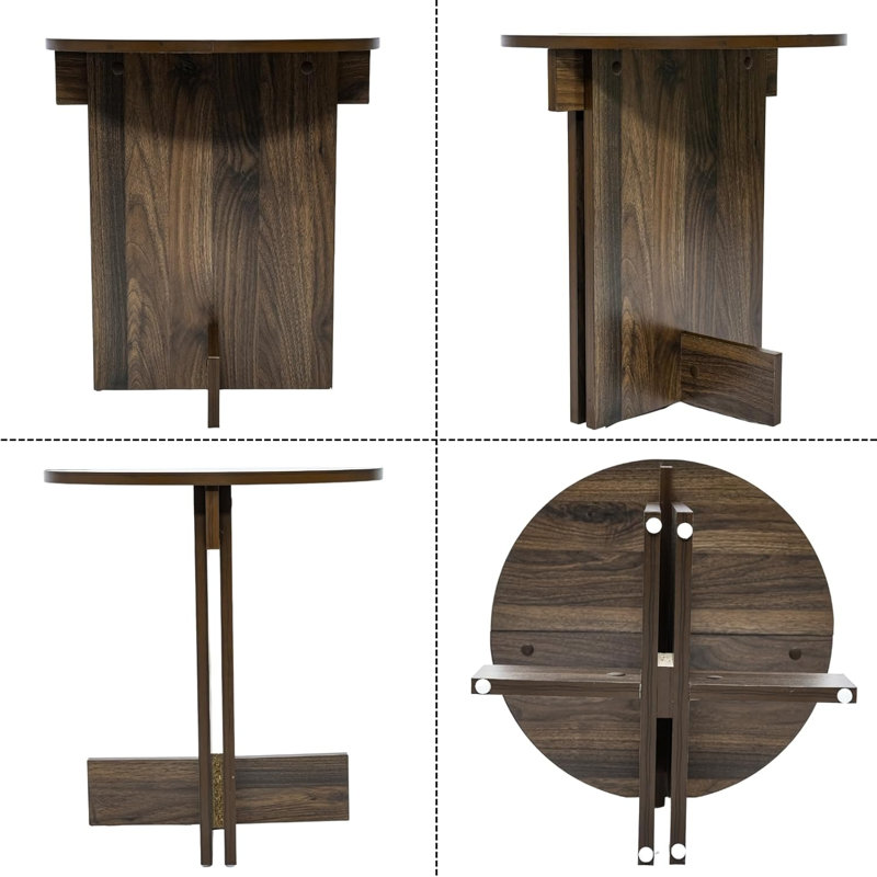 18″Round Coffee Tables Side Table, Walnut