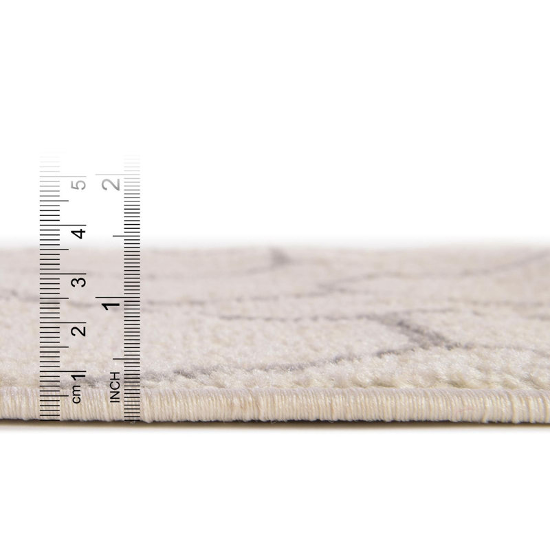 Tapis géométrique Debrodie, Rectangle 6 pi 1 po x 9 pi, Ivoire ivoire