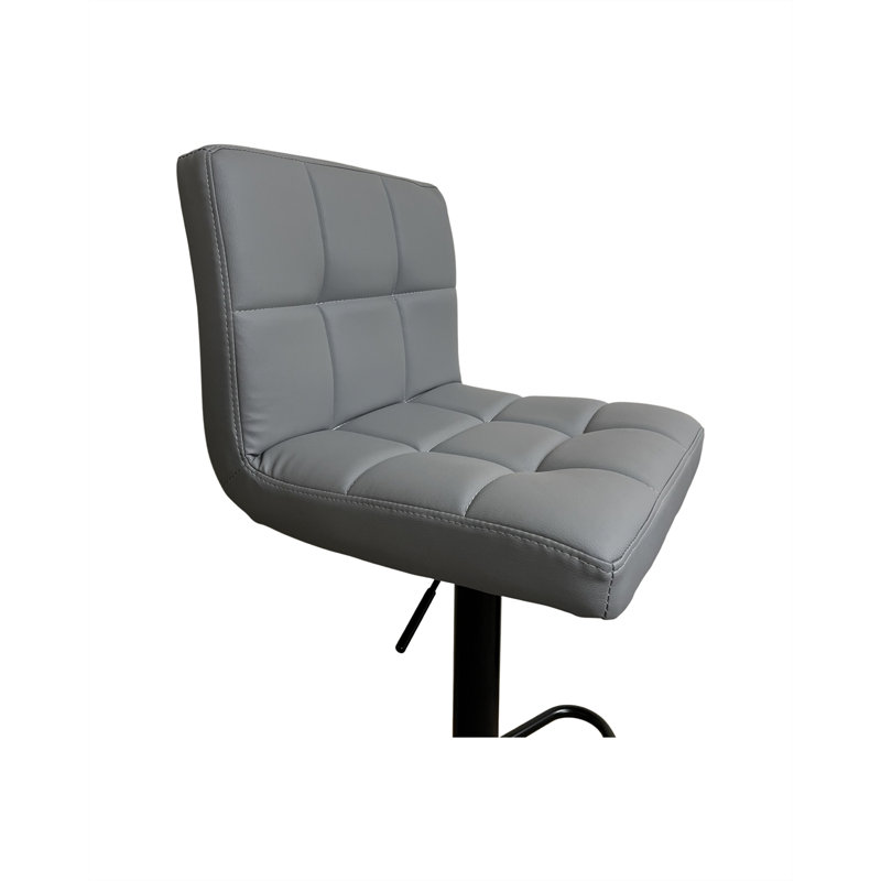 Elada Swivel Upholstered Adjustable Height Counter Stool with Metal Frame, Grey