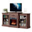 Meuble télé 67 po avec manteau de cheminée, foyer électrique encastré et rangement pour téléviseur de 70 po ou moins, télécommande