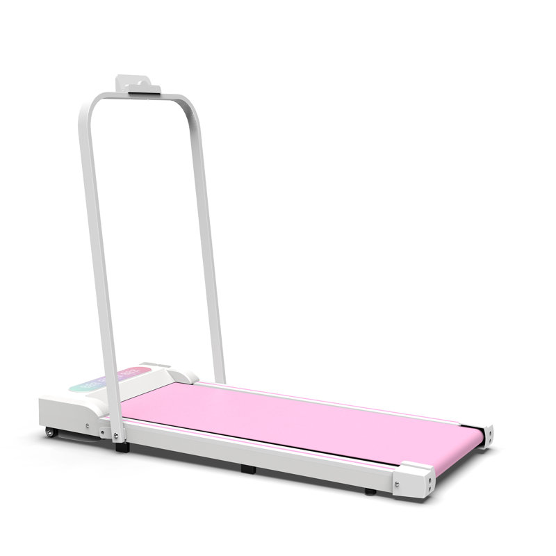Tapis de marche rose 2 en 1 avec tapis roulant sous la table avec télécommande et affichage à DEL Moteur amélioré de 2,5 ch à 5 couches - Machine à jogger à courroie mobile - Poignée multifonction