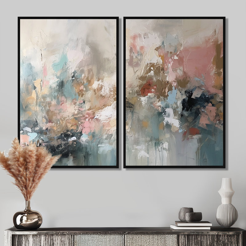 «Brushstroke Abstract Paint I - Large Abstract Collages», art mural, 36" H x 48" W, Impression encadrée flottante, Black