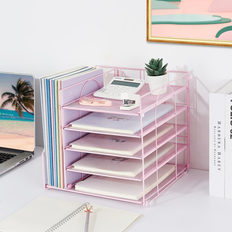 Mahi Metal Desk Organizer, Pink