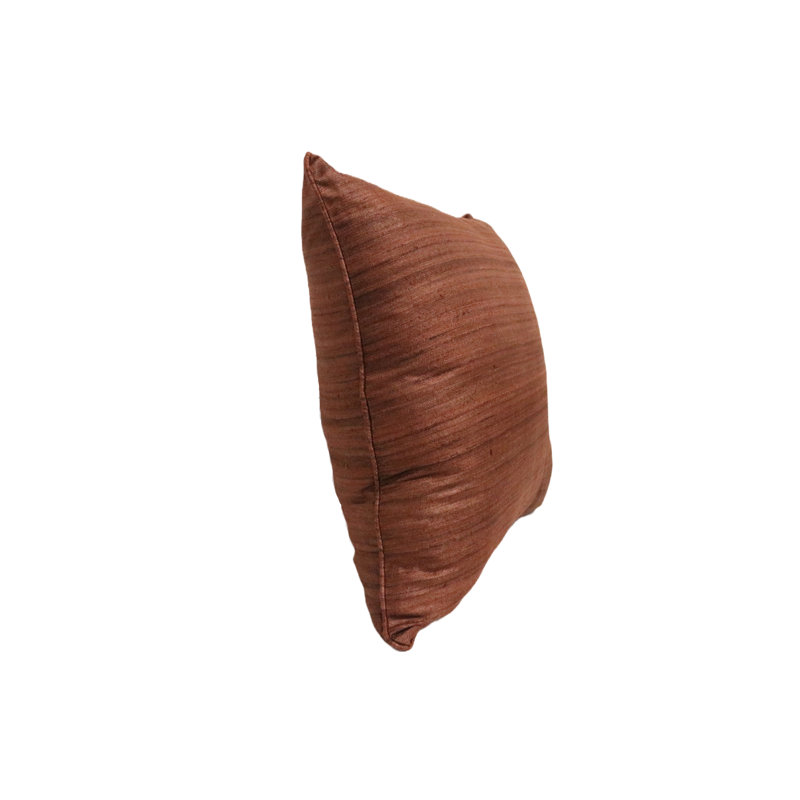 Coussin en soie brute 18 po, Cannelle foncée