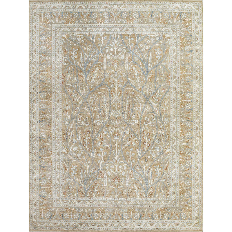 High-Quality Hand-Knotted Camel Area Rug, Rectangle 5' x 8'