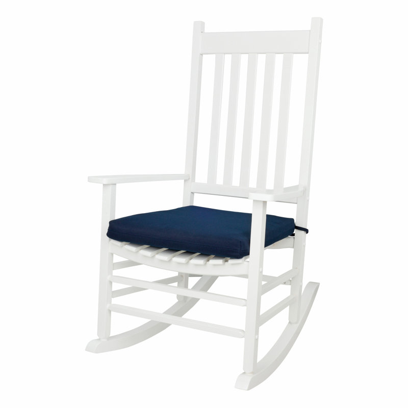 Chaise berçante d'extérieur en bois avec coussin Emjay, Bleu foncé