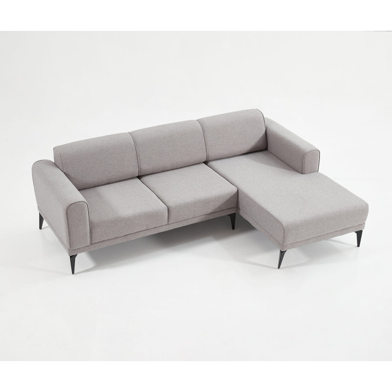 Canapé et méridienne de 98,43 po Klingler, Gris 100% lin