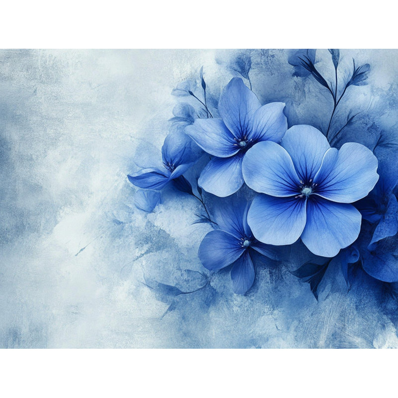 «Blue Petal Elegance», reproduction sur toile tendue