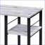 Bureau, bureau moderne à 2 tablettes avec surface spacieuse, blanc antique et noir | Bois et métal