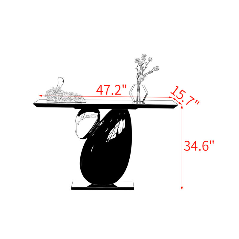 Table de véranda simple de style moderne., H 34,6 po x l 47,2 po x P 15,7 po