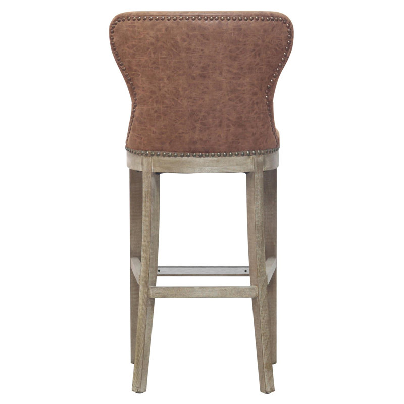 Grantham Upholstered Counter Stool, Counter Stool (26” Seat Height), Nubuck Chocolate faux leather